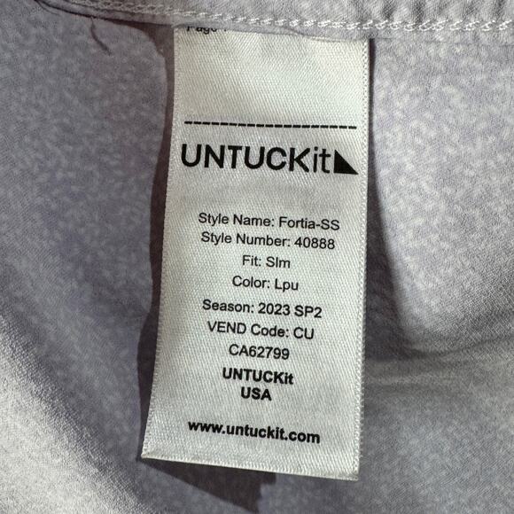 UNTUCKit Large Slim Fit Button-Up Shirt Short Sleeve Pocket Stretch Lightweight - Picture 5 of 7